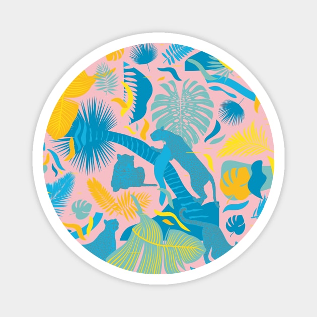 Surreal Wildlife / Pink, Blue, Yellow Magnet by matise